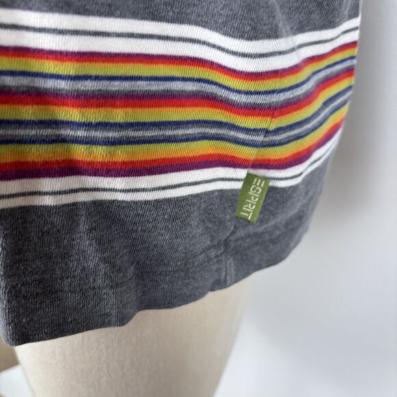 VTG 90's Esprit L Street Wear Rainbow Striped Turtle Neck Pullover T-Shirt Top - Picture 2 of 7